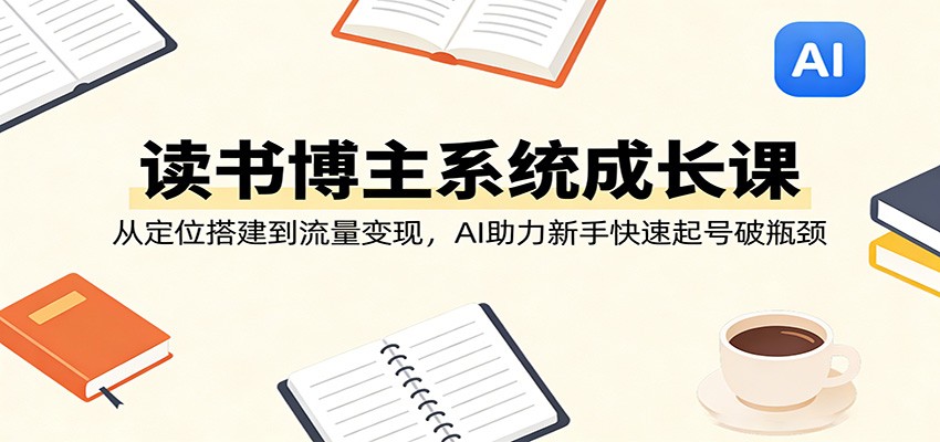 读书博主系统成长课：从定位搭建到流量变现，AI助力新手快速起号破瓶颈-亿佰盟网