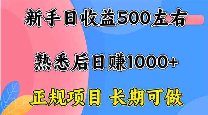 新手日收益500+ 正规项目 长期可做-亿佰盟网