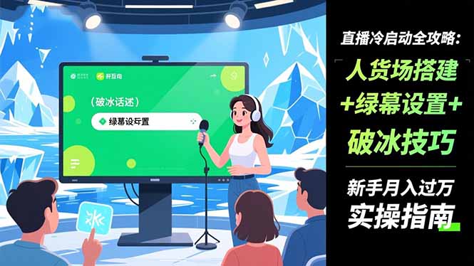 直播冷启动全攻略:人货场搭建+绿幕设置+破冰技巧，新手月入过万实操指南-亿佰盟网