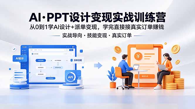AI·PPT设计变现实战训练营，从0到1学AI设计+派单变现，学完直接接真实订单赚钱-亿起创业网-副业兼职月入过万-自媒体、引流推广、网赚项目、短视频、技术教程等创业项目资源