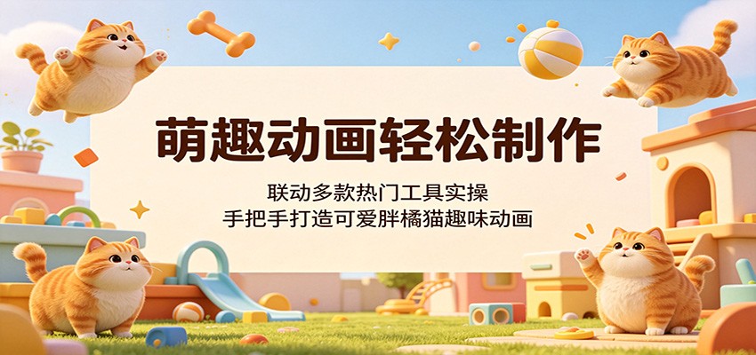 萌趣动画轻松制作，联动多款热门工具实操，手把手打造可爱胖橘猫趣味动画-亿起创业网-副业兼职月入过万-自媒体、引流推广、网赚项目、短视频、技术教程等创业项目资源