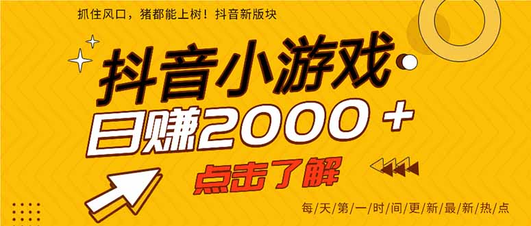 2025年爆火的抖音小游戏项目，一部手机日入2000+-亿佰盟网