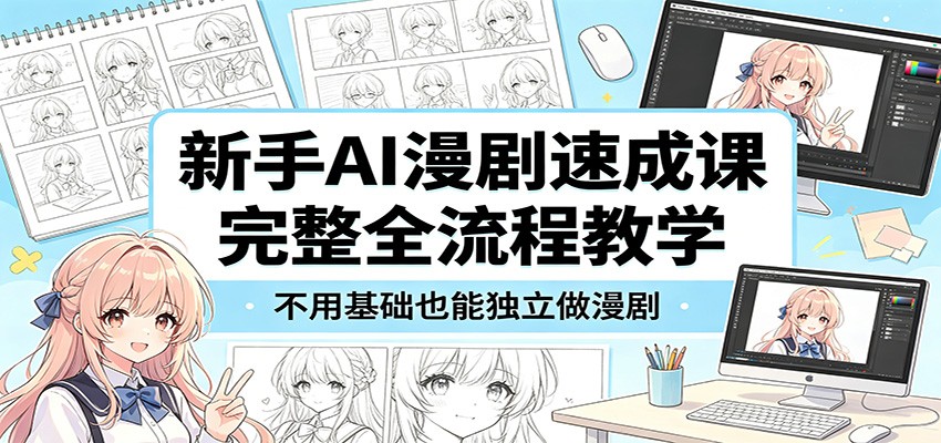 新手AI漫剧速成课：完整全流程教学，不用基础也能独立做漫剧-亿起创业网-副业兼职月入过万-自媒体、引流推广、网赚项目、短视频、技术教程等创业项目资源