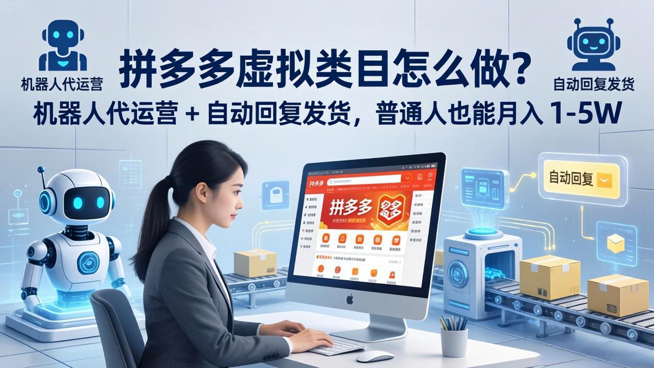 拼多多虚拟类目怎么做？机器人代运营 + 自动回复发货，普通人也能月入 1-5W-亿起创业网-副业兼职月入过万-自媒体、引流推广、网赚项目、短视频、技术教程等创业项目资源