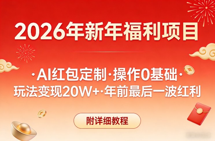 新年福利项目，AI红包定制，操作0基础，玩法变现20W+年前最后一波红利，附详细教程-亿佰盟网