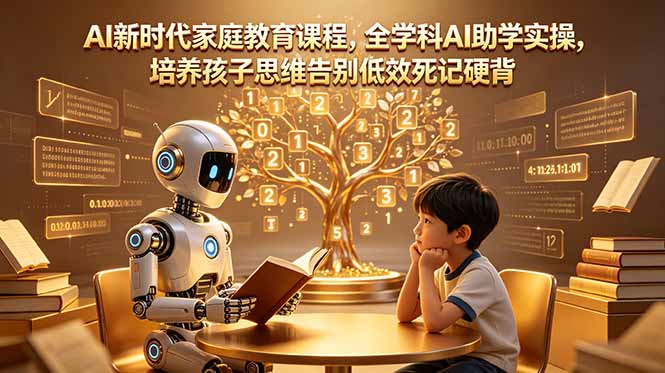 AI新时代家庭教育课程，全学科AI助学实操，培养孩子思维告别低效死记硬背-亿起创业网-副业兼职月入过万-自媒体、引流推广、网赚项目、短视频、技术教程等创业项目资源