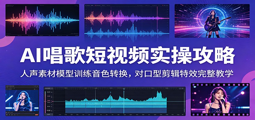 AI唱歌短视频实操攻略:人声素材模型训练音色转换,对口型剪辑特效完整教学-亿起创业网-副业兼职月入过万-自媒体、引流推广、网赚项目、短视频、技术教程等创业项目资源
