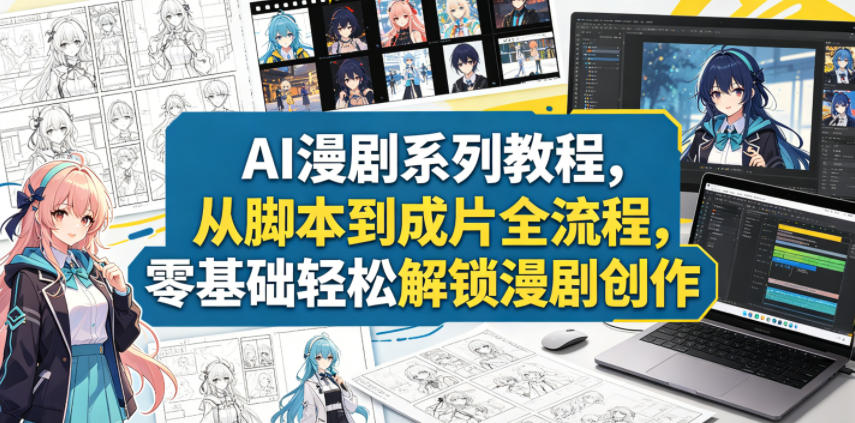 AI漫剧系列教程，从脚本到成片全流程，零基础轻松解锁漫剧创作-亿起创业网-副业兼职月入过万-自媒体、引流推广、网赚项目、短视频、技术教程等创业项目资源