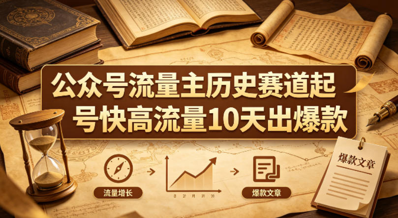 公众号流量主之历史赛道，起号快+高流量，10天就能出爆款！-亿起创业网-副业兼职月入过万-自媒体、引流推广、网赚项目、短视频、技术教程等创业项目资源