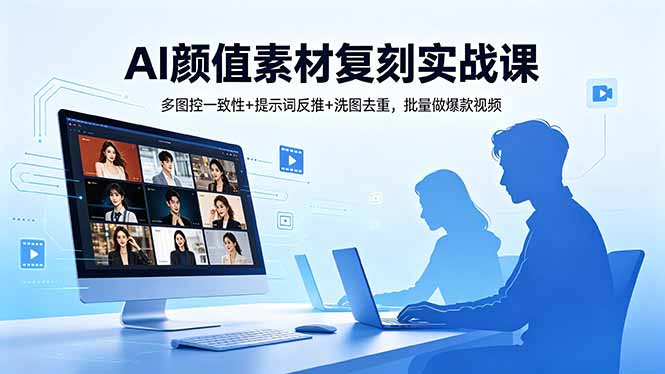 AI颜值素材复刻实战课，多图控一致性+提示词反推+洗图去重，批量做爆款视频-亿起创业网-副业兼职月入过万-自媒体、引流推广、网赚项目、短视频、技术教程等创业项目资源