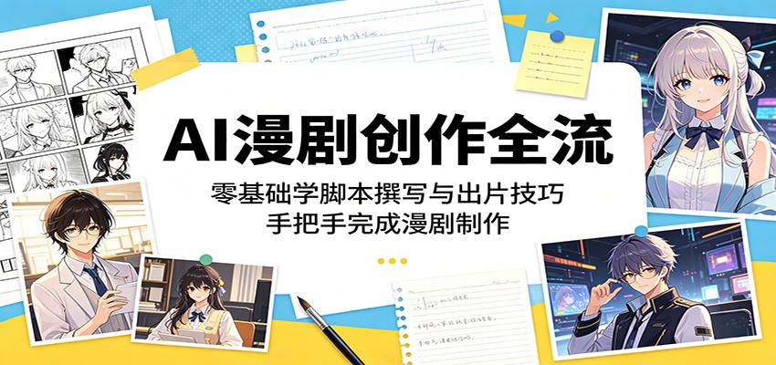 AI漫剧创作全流程：零基础学脚本撰写与出片技巧，手把手完成漫剧制作-亿起创业网-副业兼职月入过万-自媒体、引流推广、网赚项目、短视频、技术教程等创业项目资源