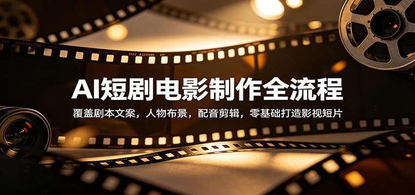 AI短剧电影制作全流程：覆盖剧本文案，人物布景，配音剪辑，零基础打造影视短片-亿起创业网-副业兼职月入过万-自媒体、引流推广、网赚项目、短视频、技术教程等创业项目资源