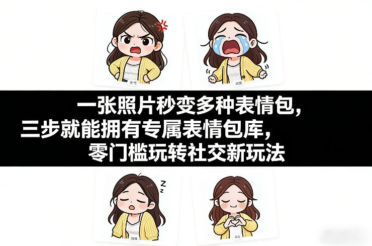 一张照片秒变多种表情包，三步就能拥有专属表情包库，零门槛玩转社交新玩法【文档】-亿佰盟网