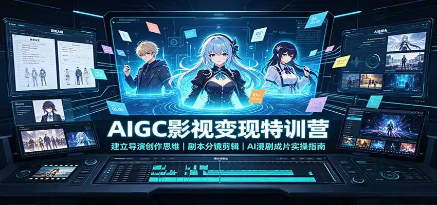 AIGC影视变现特训营：建立导演创作思维，剧本分镜剪辑，AI漫剧成片实操指南-亿起创业网-副业兼职月入过万-自媒体、引流推广、网赚项目、短视频、技术教程等创业项目资源