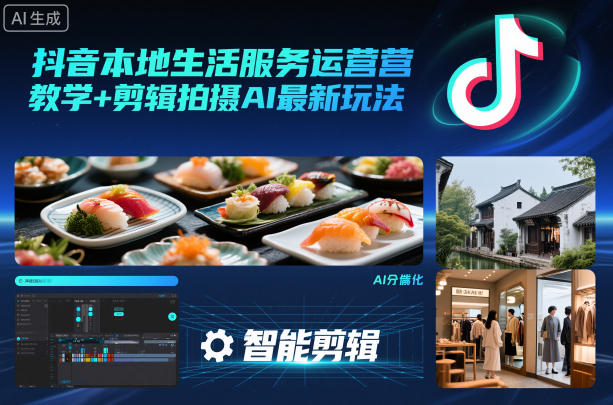 抖音本地生活服务运营教学+剪辑拍摄AI最新玩法-亿佰盟网