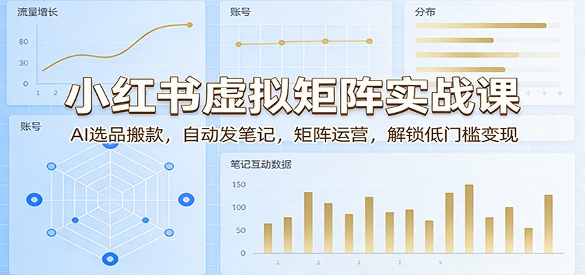 小红书虚拟矩阵实战课：AI选品搬款，自动发笔记，矩阵运营，解锁低门槛变现-亿佰盟网