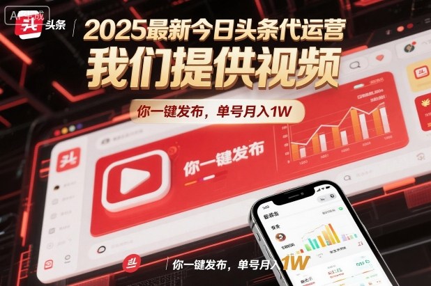 2025最新今日头条代运营，我们提供视频，你一键发布，单号月入1W【揭秘】-亿佰盟网
