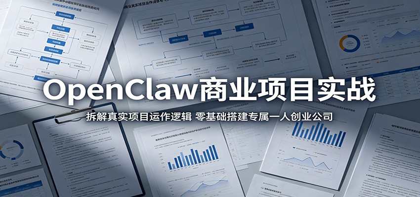 OpenClaw商业项目实战：拆解真实项目运作逻辑，零基础搭建专属一人创业公司-亿起创业网-副业兼职月入过万-自媒体、引流推广、网赚项目、短视频、技术教程等创业项目资源