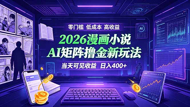 爆款小说漫画大阅读 ai矩阵操作 当天可见收益 日入400+ 零门槛 高收益-亿起创业网-副业兼职月入过万-自媒体、引流推广、网赚项目、短视频、技术教程等创业项目资源