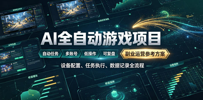 AI全自动游戏躺賺副业：日入几百，稳定运行三年的项目！【揭秘】-亿起创业网-副业兼职月入过万-自媒体、引流推广、网赚项目、短视频、技术教程等创业项目资源