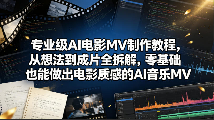 专业级AI电影MV制作教程，从想法到成片全拆解，零基础也能做出电影质感的AI音乐MV-亿起创业网-副业兼职月入过万-自媒体、引流推广、网赚项目、短视频、技术教程等创业项目资源