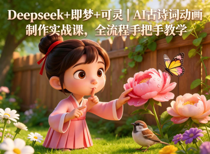 Deepseek+即梦+可灵｜AI古诗词动画制作实战课，全流程手把手教学-亿起创业网-副业兼职月入过万-自媒体、引流推广、网赚项目、短视频、技术教程等创业项目资源