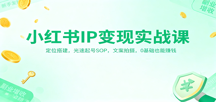 小红书IP变现实战课：定位搭建，光速起号SOP，文案拍摄，0基础也能赚钱-亿佰盟网