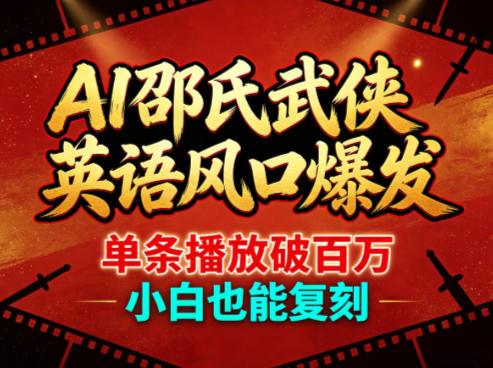 AI邵氏武侠英语风口爆发，单条播放破百万，小白也能复刻-亿起创业网-副业兼职月入过万-自媒体、引流推广、网赚项目、短视频、技术教程等创业项目资源