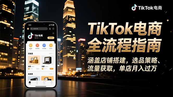 TikTok电商全流程指南，涵盖店铺搭建、选品策略、流量获取，单店月入过万-亿佰盟网