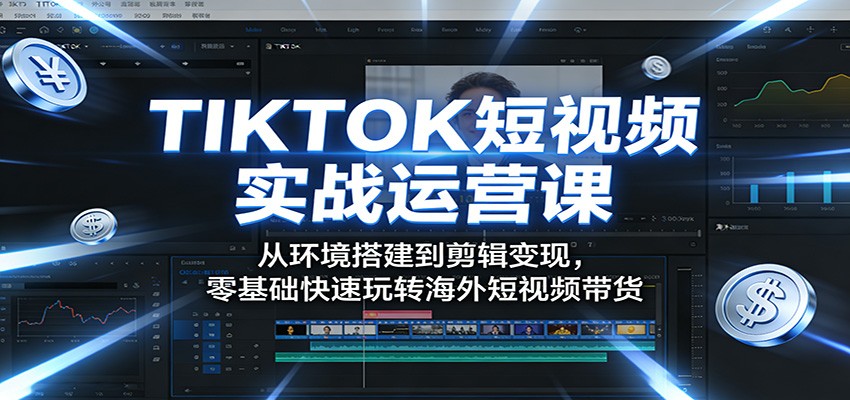 TIKTOK短视频实战运营课：从环境搭建到剪辑变现，零基础快速玩转海外短视频带货-亿起创业网-副业兼职月入过万-自媒体、引流推广、网赚项目、短视频、技术教程等创业项目资源