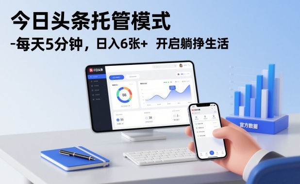 今日头条托管模式，每天5分钟，日入6张+，开启躺挣生活【揭秘】-亿佰盟网