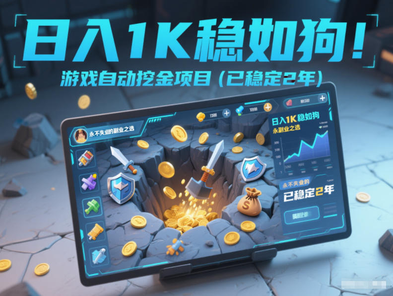 日入1K稳如狗！游戏自动挖金项目(已稳定2年)，永不失业的副业之选【揭秘】-亿佰盟网