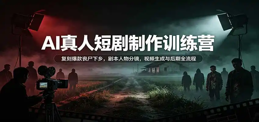 AI真人短剧制作训练营：复刻爆款丧尸下乡，剧本人物分镜，视频生成与后期全流程-亿起创业网-副业兼职月入过万-自媒体、引流推广、网赚项目、短视频、技术教程等创业项目资源