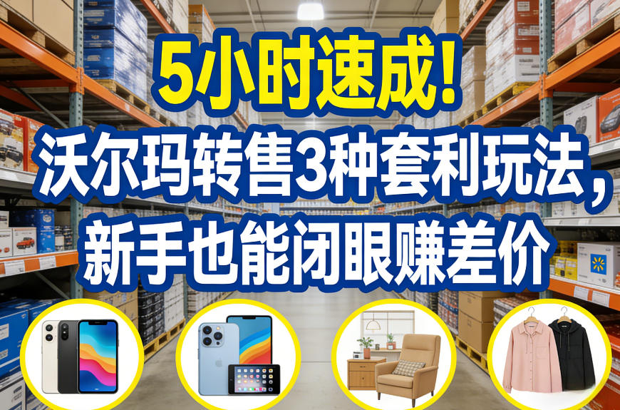 5小时速成！沃尔玛转售3种套利玩法，新手也能闭眼賺差价-亿佰盟网
