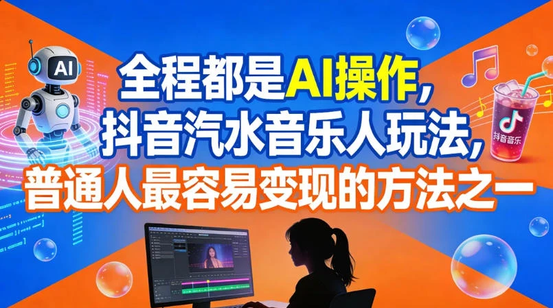 全程都是 AI 操作，抖音汽水音乐人玩法，普通人最容易变现的方法之一-亿佰盟网