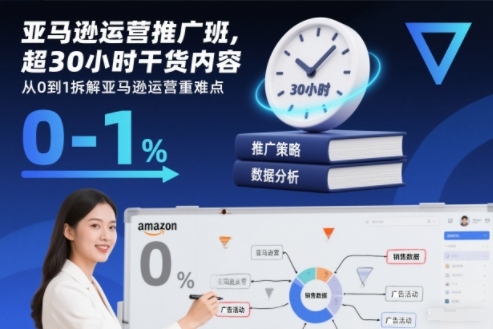 亚马逊运营推广班，超30小时干货内容，从0到1拆解亚马逊运营重难点-亿佰盟网