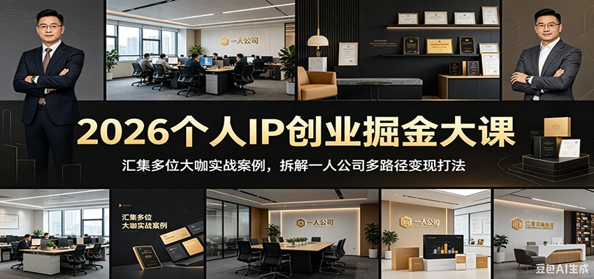 2026个人IP创业掘金大课：汇集多位大咖实战案例，拆解一人公司多路径变现打法-亿起创业网-副业兼职月入过万-自媒体、引流推广、网赚项目、短视频、技术教程等创业项目资源