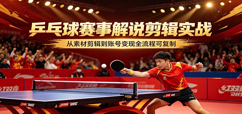 乒乓球赛事解说剪辑实战，从素材剪辑到账号变现全流程可复制-亿起创业网-副业兼职月入过万-自媒体、引流推广、网赚项目、短视频、技术教程等创业项目资源