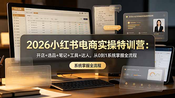 2026小红书电商实操特训营：开店+选品+笔记+工具+达人，从0到1系统掌握全流程-亿起创业网-副业兼职月入过万-自媒体、引流推广、网赚项目、短视频、技术教程等创业项目资源