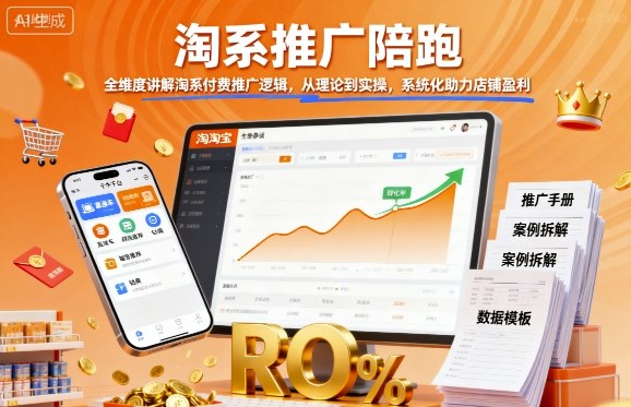 淘系推广陪跑，全维度讲解淘系付费推广逻辑，从理论到实操，系统化助力店铺盈利-亿佰盟网
