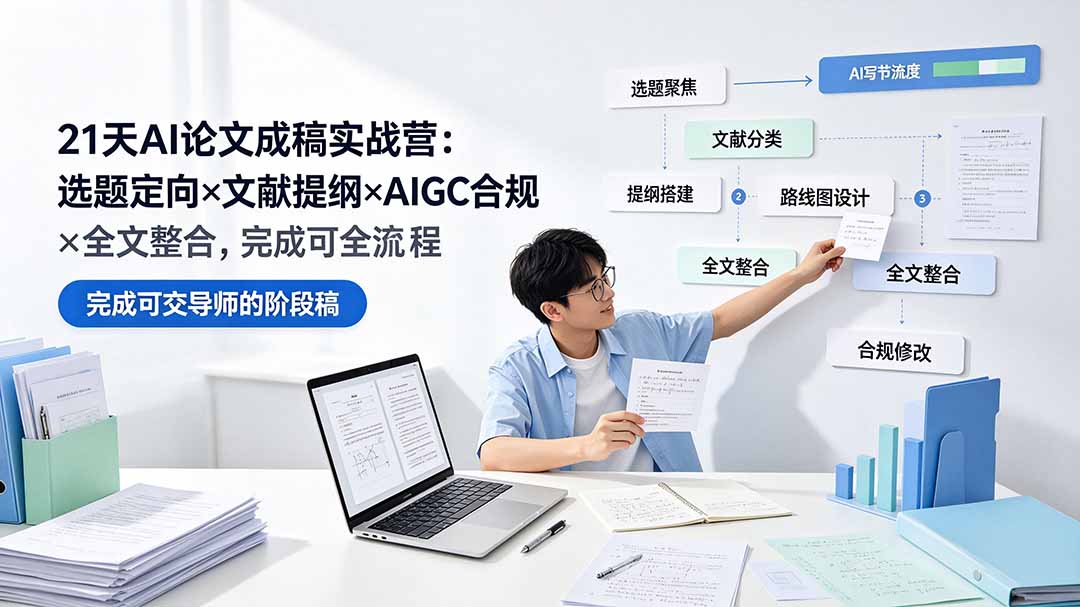 21天AI论文成稿实战营：选题定向×文献提纲×AIGC合规×全文整合，完成可交导师的阶段稿-亿起创业网-副业兼职月入过万-自媒体、引流推广、网赚项目、短视频、技术教程等创业项目资源