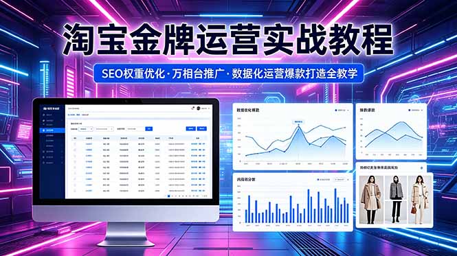 2026 淘宝金牌运营实战教程，SEO权重优化万相台推广，数据化运营爆款打造全教学-亿起创业网-副业兼职月入过万-自媒体、引流推广、网赚项目、短视频、技术教程等创业项目资源