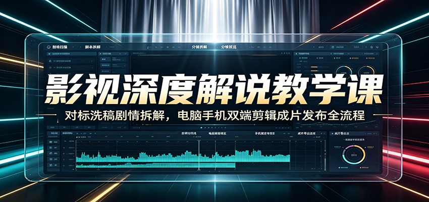 影视深度解说教学课：对标洗稿剧情拆解，电脑手机双端剪辑成片发布全流程-亿起创业网-副业兼职月入过万-自媒体、引流推广、网赚项目、短视频、技术教程等创业项目资源