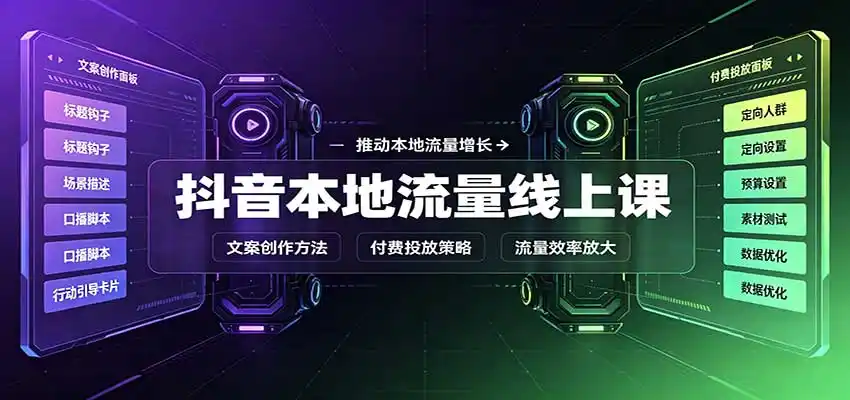 抖音本地流量线上课：账号搭建拍摄剪辑，文案创作与付费投放教学-亿起创业网-副业兼职月入过万-自媒体、引流推广、网赚项目、短视频、技术教程等创业项目资源