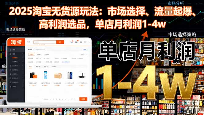 2025淘宝无货源玩法：市场选择、流量起爆、高利润选品，单店月利润1-4w-亿佰盟网