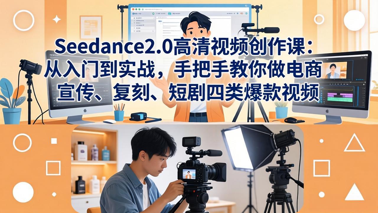 Seedance2.0高清视频创作课：从入门到实战，手把手教你做电商、宣传、复刻、短剧四类爆款视频-亿起创业网-副业兼职月入过万-自媒体、引流推广、网赚项目、短视频、技术教程等创业项目资源