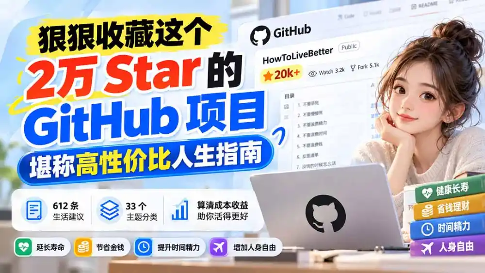 狠狠收藏这个 2 万 Star 的 GitHub 项目，堪称高性价比人生指南。-亿起创业网-副业兼职月入过万-自媒体、引流推广、网赚项目、短视频、技术教程等创业项目资源
