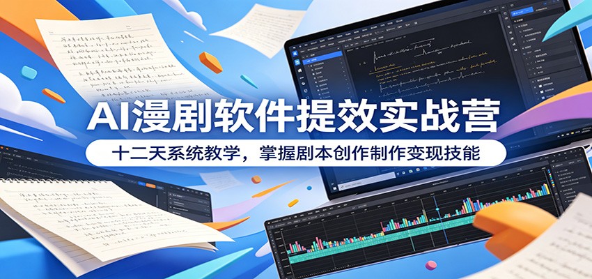 AI漫剧软件提效实战营：十二天系统教学，掌握剧本创作制作变现技能-亿起创业网-副业兼职月入过万-自媒体、引流推广、网赚项目、短视频、技术教程等创业项目资源