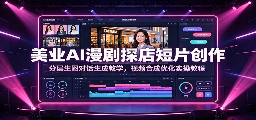 美业AI漫剧探店短片创作：分层生图对话生成教学，视频合成优化实操教程-亿起创业网-副业兼职月入过万-自媒体、引流推广、网赚项目、短视频、技术教程等创业项目资源