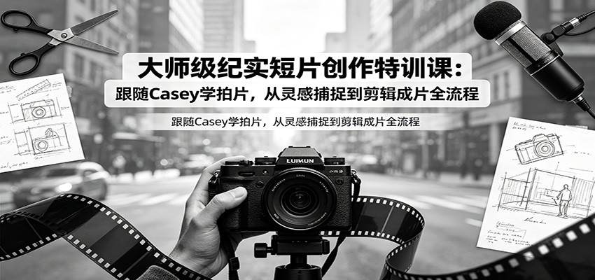 大师级纪实短片创作特训课：跟随Casey学拍片，从灵感捕捉到剪辑成片全流程-亿起创业网-副业兼职月入过万-自媒体、引流推广、网赚项目、短视频、技术教程等创业项目资源